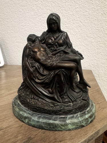 Vintage bronze pieta statue - vintage,